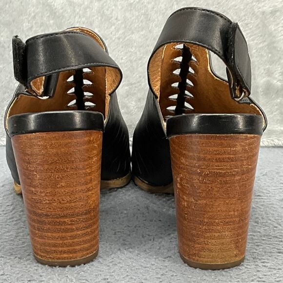 Clarks Artisan Briatta Slingback Black Leather Block-Heel Peep Toe Mule 10M - Picture 10 of 11